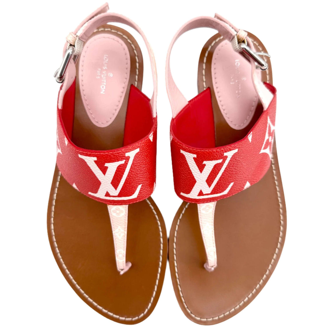 Authentic Louis Vuitton Monogram Giant Sandals Rouge 38.5 - Luxurious Red Designer Footwear