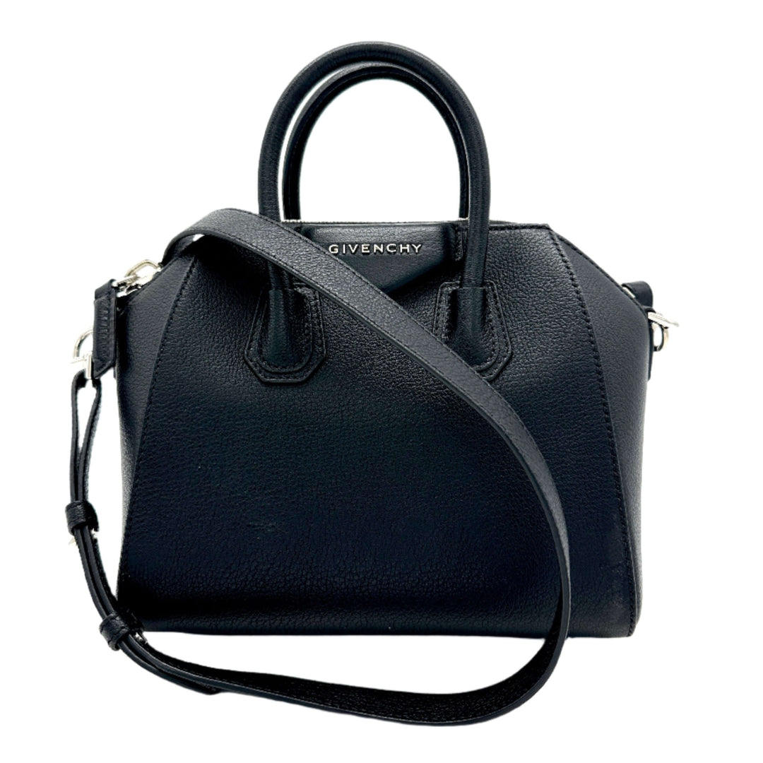 Givenchy Sugar Goatskin Mini Antigona handbag in black with shoulder strap and elegant design