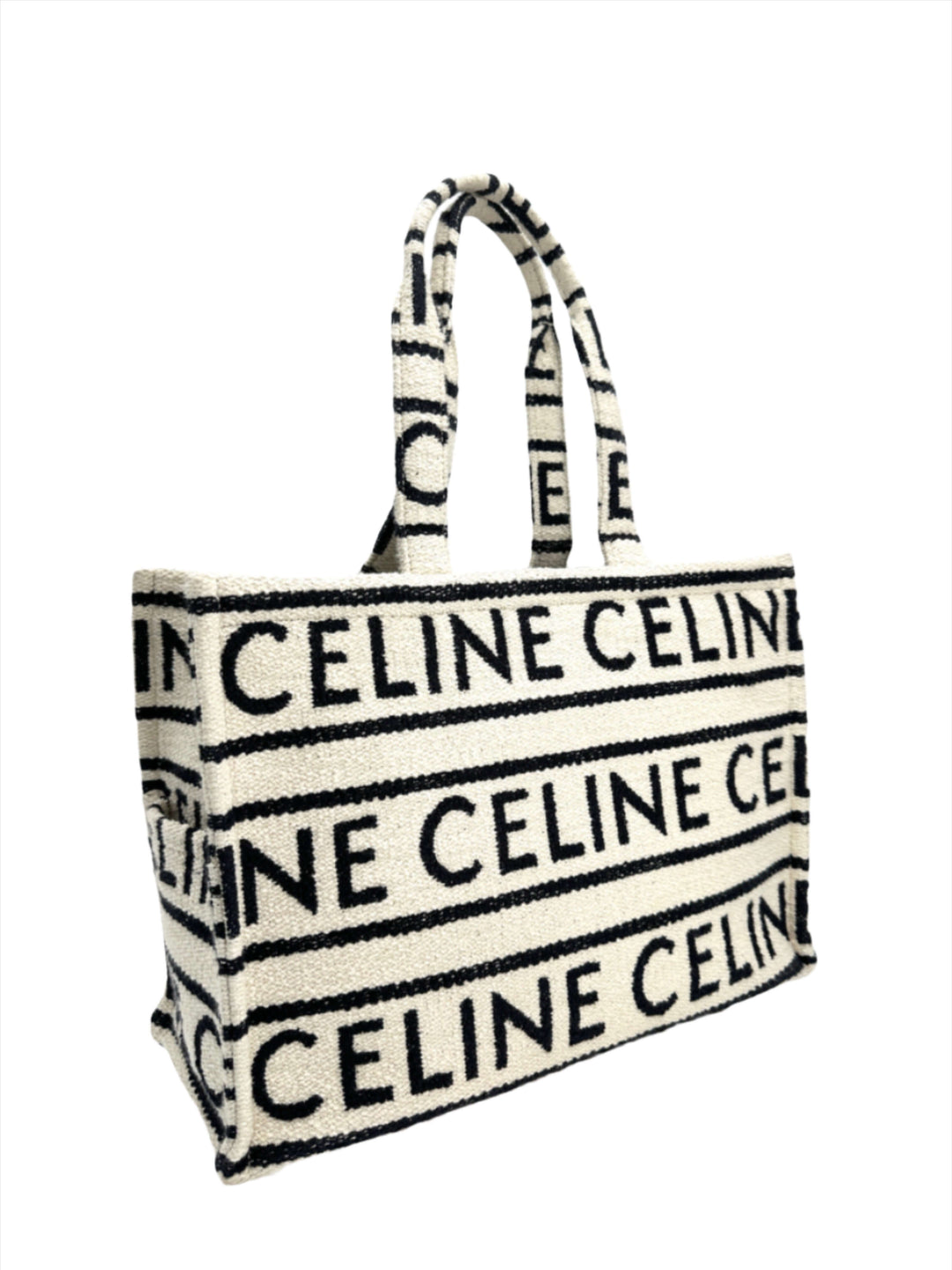 CELINE Canvas Large All Over Cabas Thais tote bag with black and white logo print