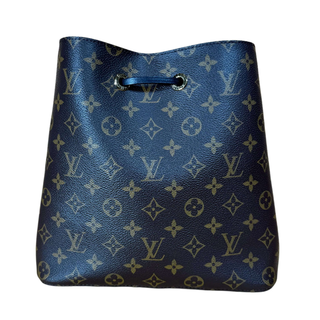 Authentic Louis Vuitton Monogram Neonoe MM in Black with signature monogram canvas design and stylish bucket shape.