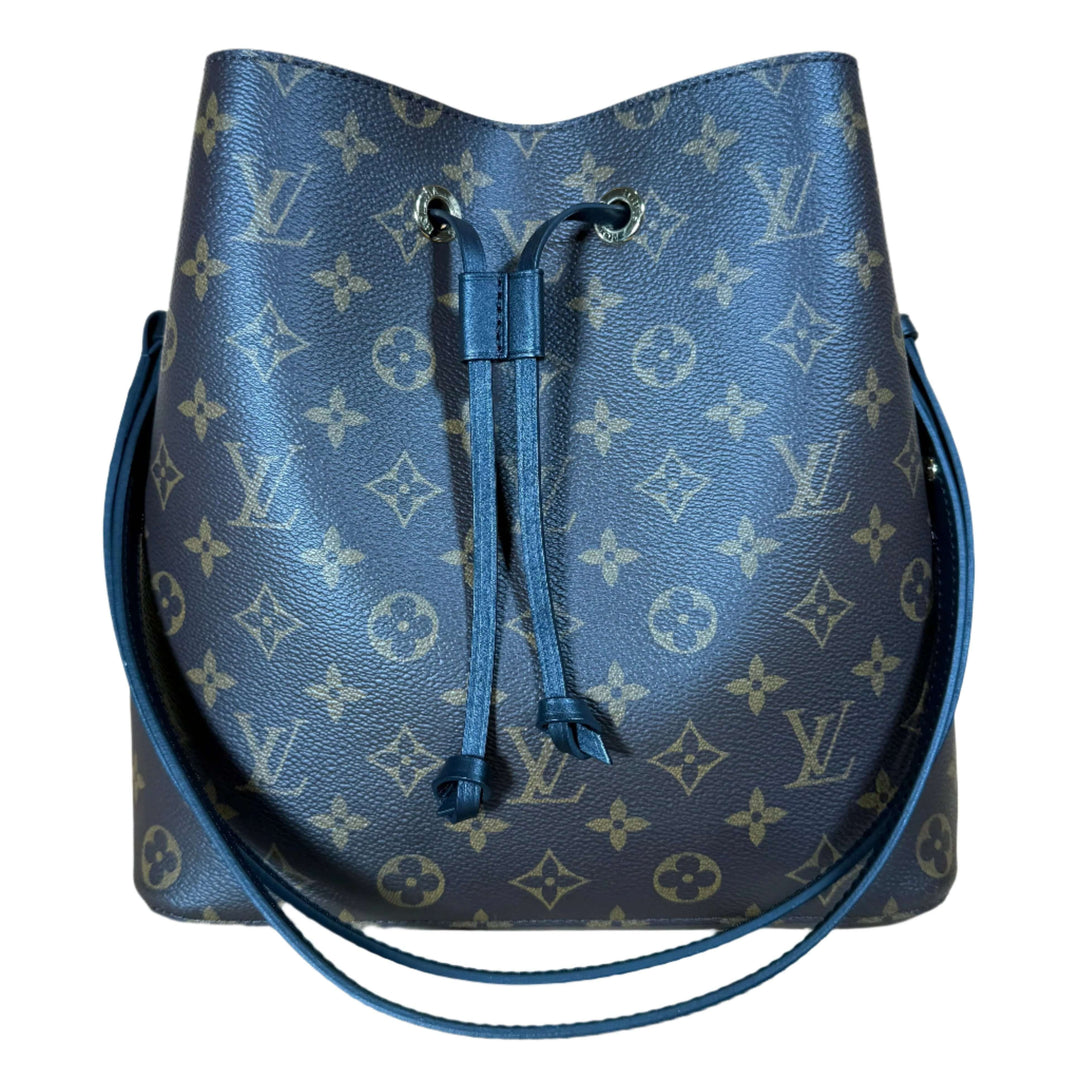 Authentic Louis Vuitton Monogram Neonoe MM in Black, stylish bucket bag with elegant design and leather accents.