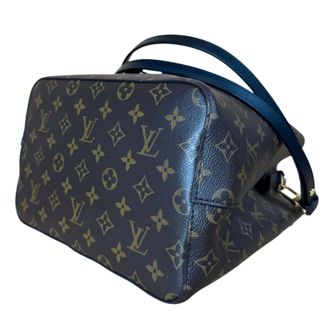 Authentic Louis Vuitton Monogram Neonoe MM bag in Black, showcasing iconic monogram canvas and leather accents.