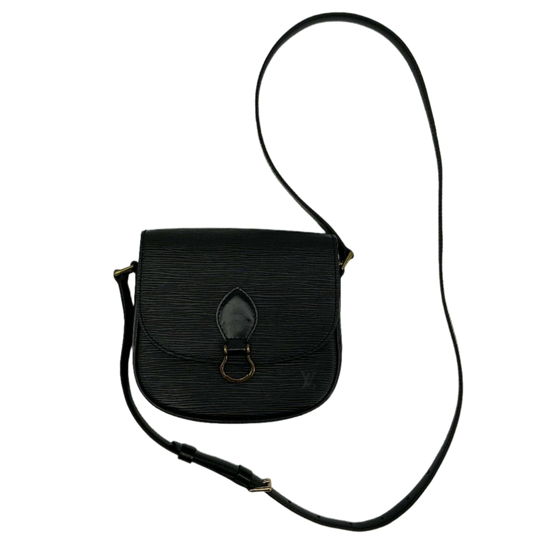 Louis Vuitton Saint Cloud PM black epi leather handbag from 1995 vintage collection with long adjustable strap.