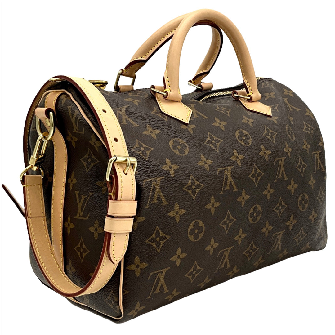 Louis Vuitton Monogram Speedy Bandouliere 30 handbag featuring iconic monogram design and elegant leather straps.