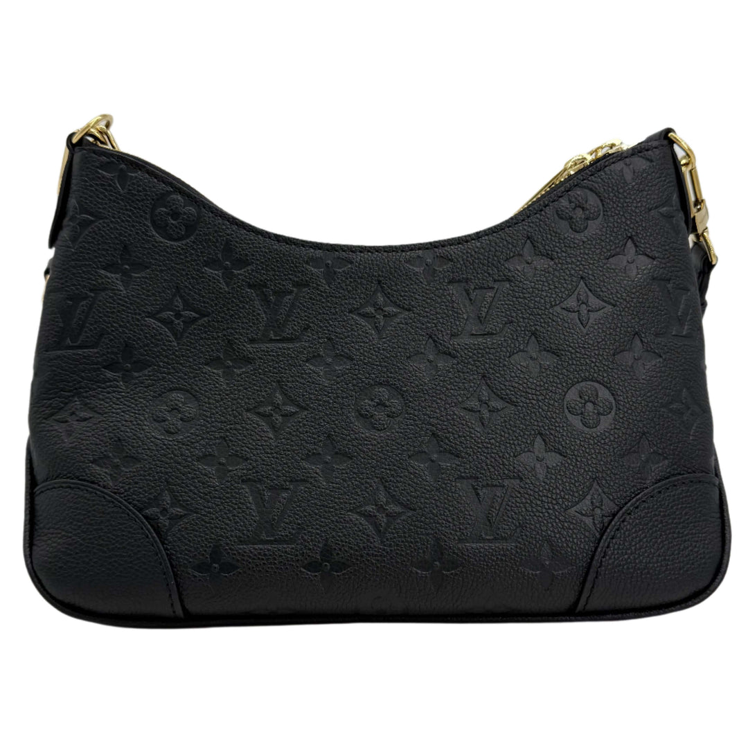 Louis Vuitton Boulogne Bag in black Monogram Empreinte leather with gold-toned hardware, authentic pre-owned accessory.