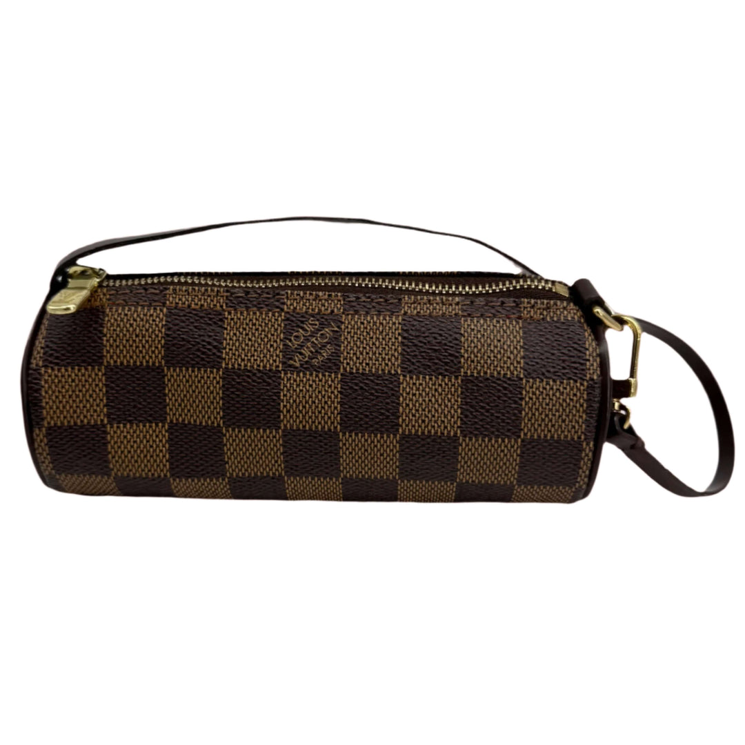 Louis Vuitton Damier Ebene Mini Papillon authentic pre-owned bag with signature coated canvas and leather details.