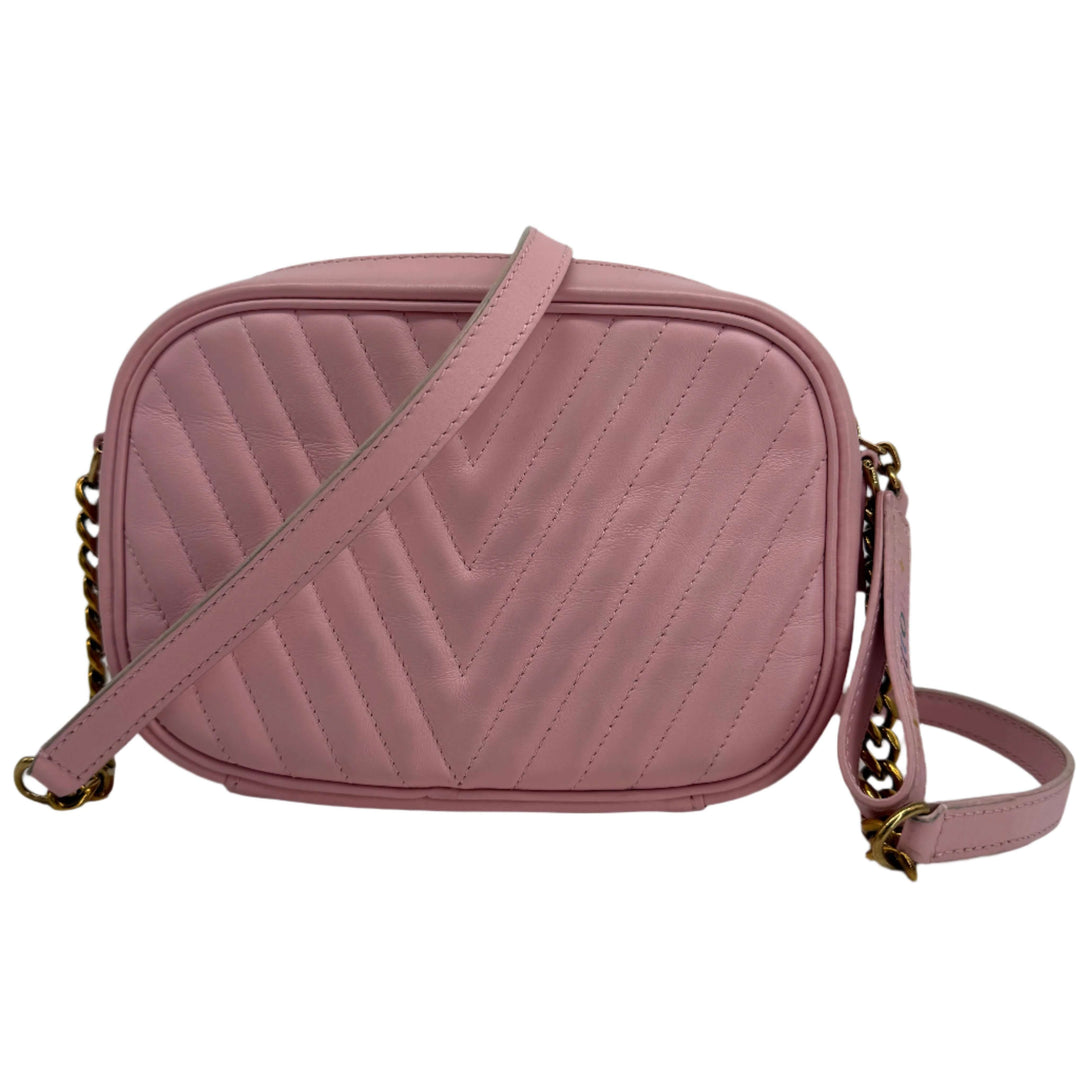 Louis Vuitton Quilted Calfskin New Wave Camera Bag in Smoothie Pink, featuring quilted design and stylish strap.