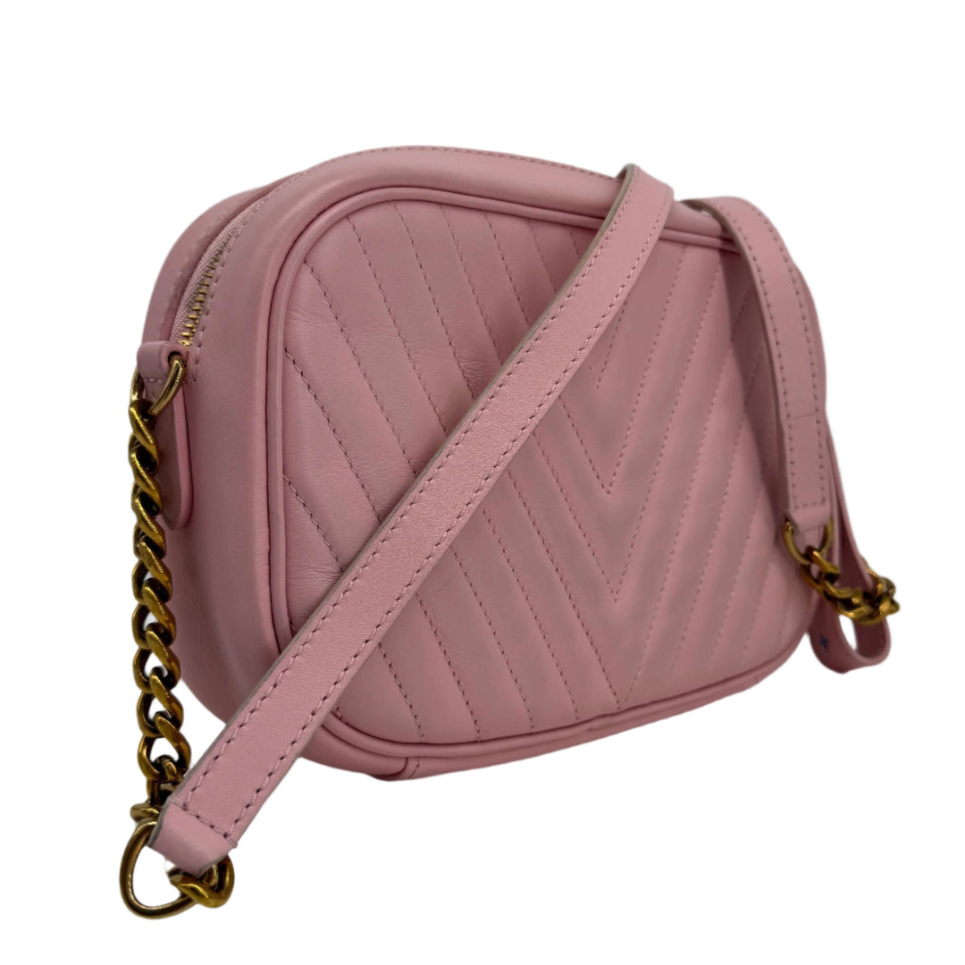 Louis Vuitton Quilted Calfskin New Wave Camera Bag in Smoothie Pink with gold-tone chain strap