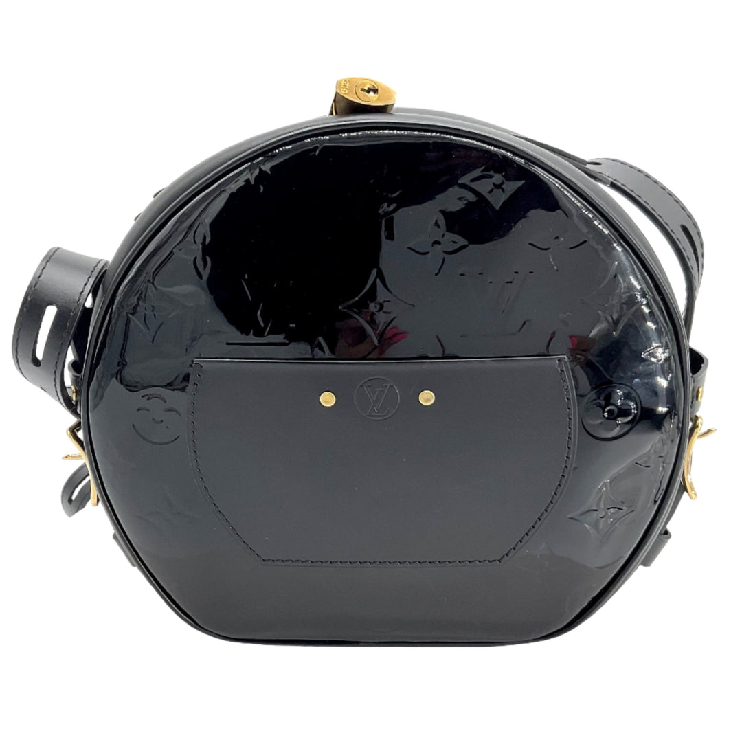 Louis Vuitton Vernis Petite Boite Chapeau Souple black handbag with gold accents