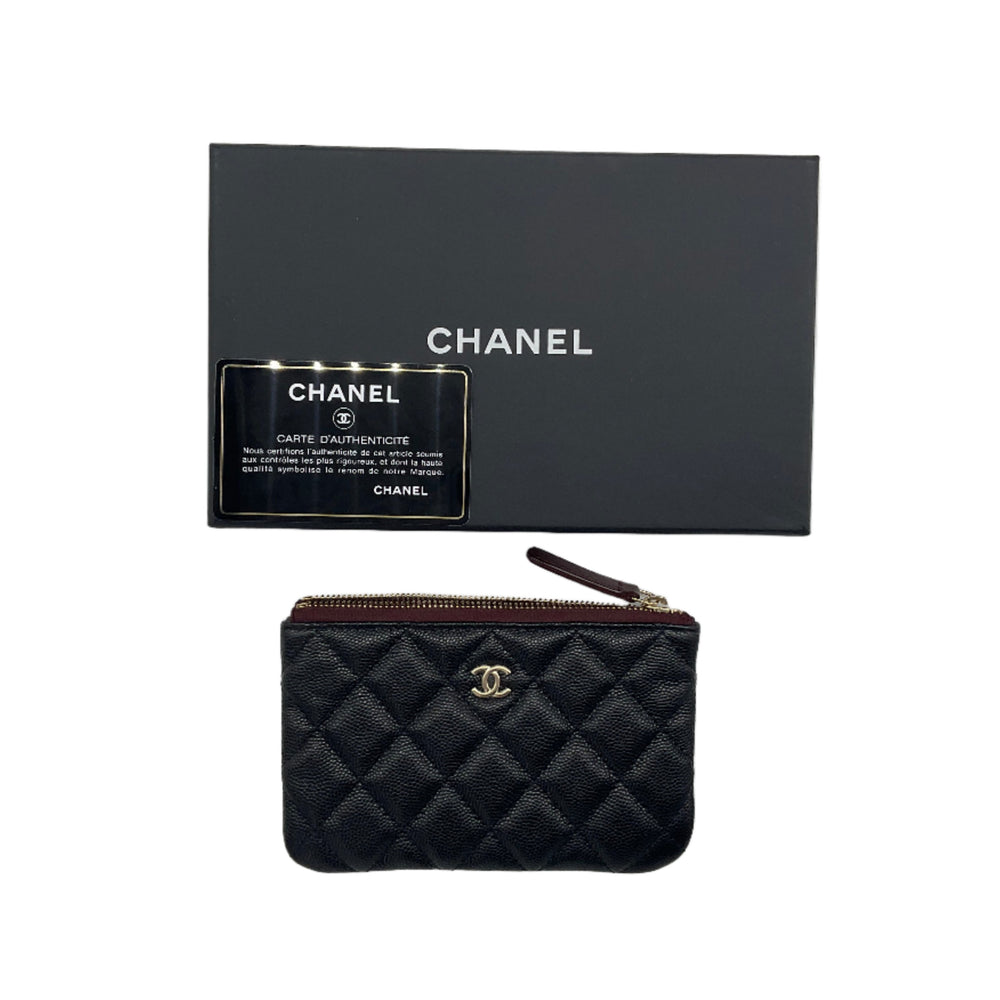 Chanel Caviar Quilted Small Pouch in Black with Chanel box and authenticity card