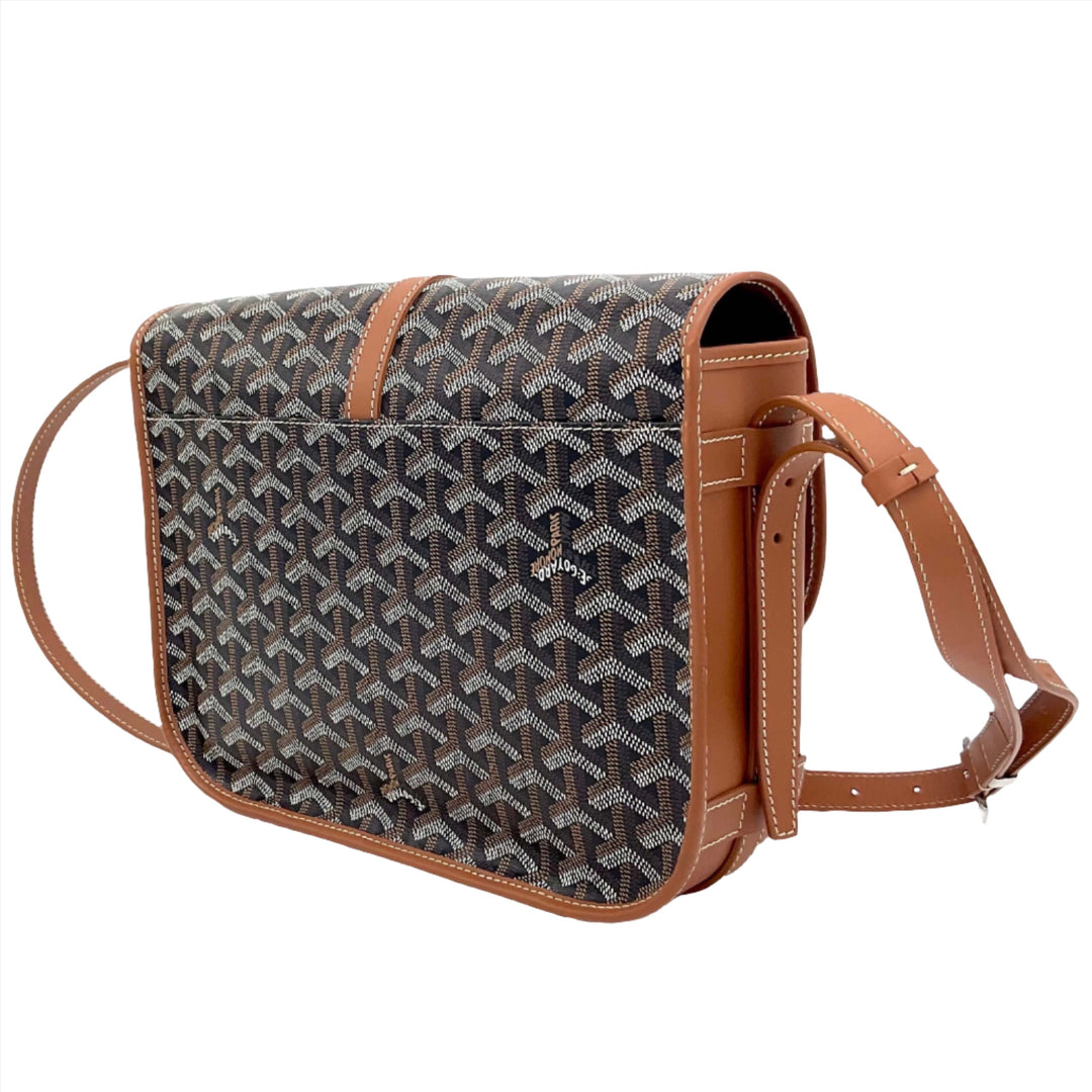 GOYARD Belvedere II MM Messenger Black Gold side view, showcasing luxurious pattern and adjustable strap.