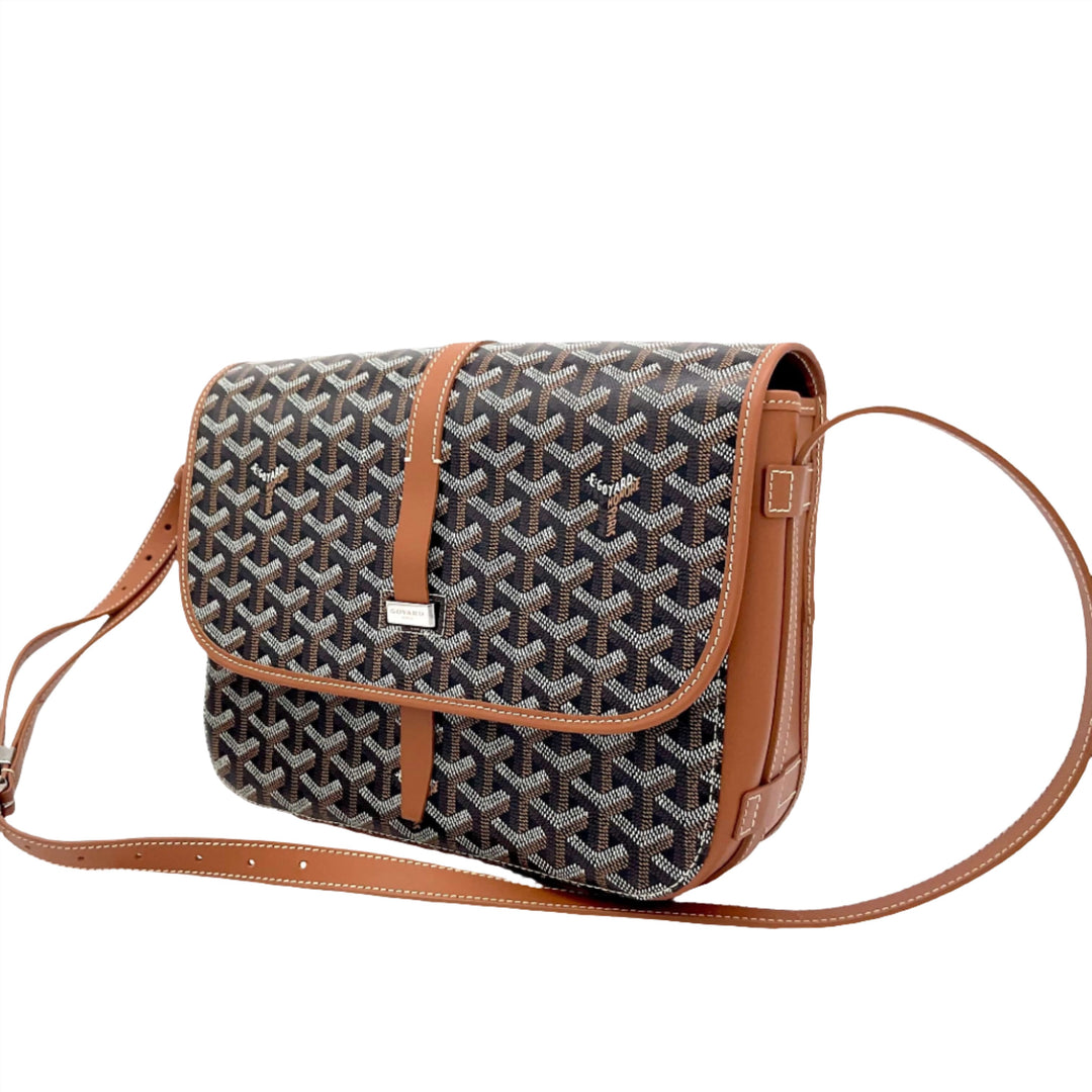 GOYARD Belvedere II MM Messenger Bag in Black and Gold with Leather Strap